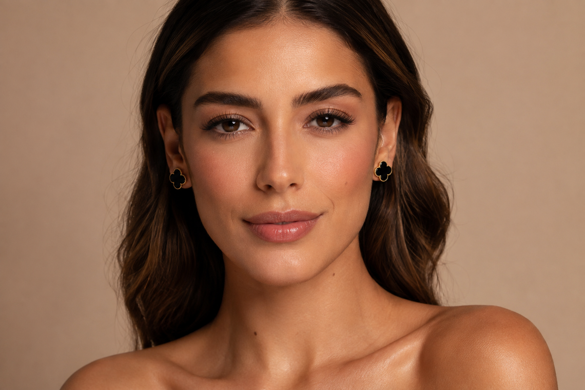 Noir Clover Studs