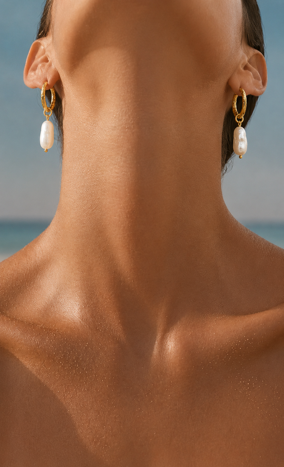 Hammered Pearl Hoops