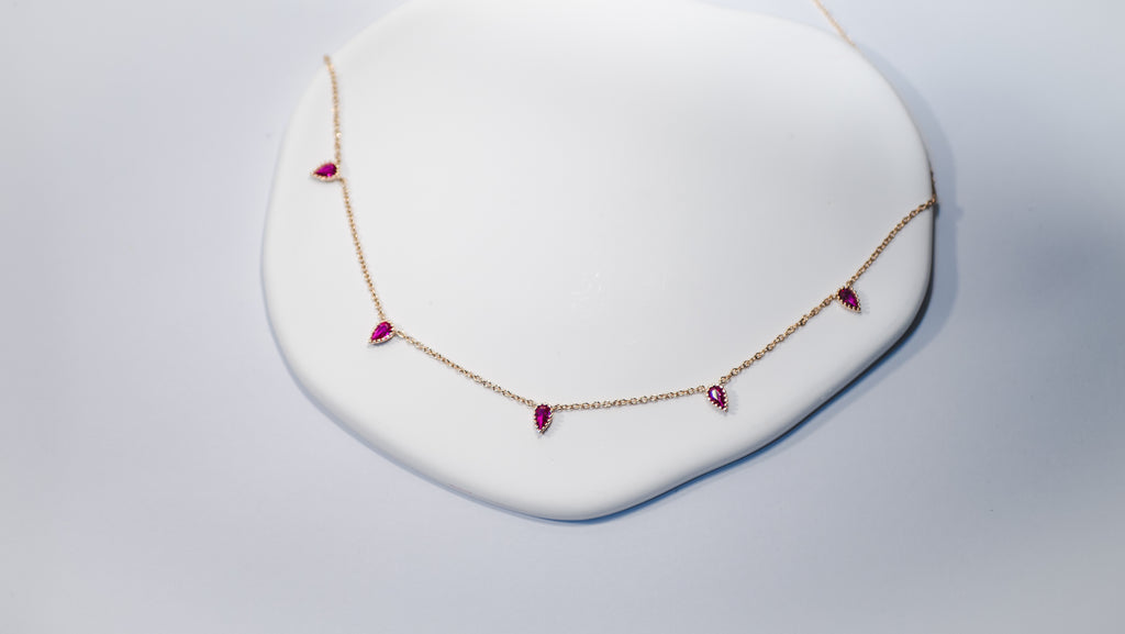 Pink Zirconia Drop Necklace