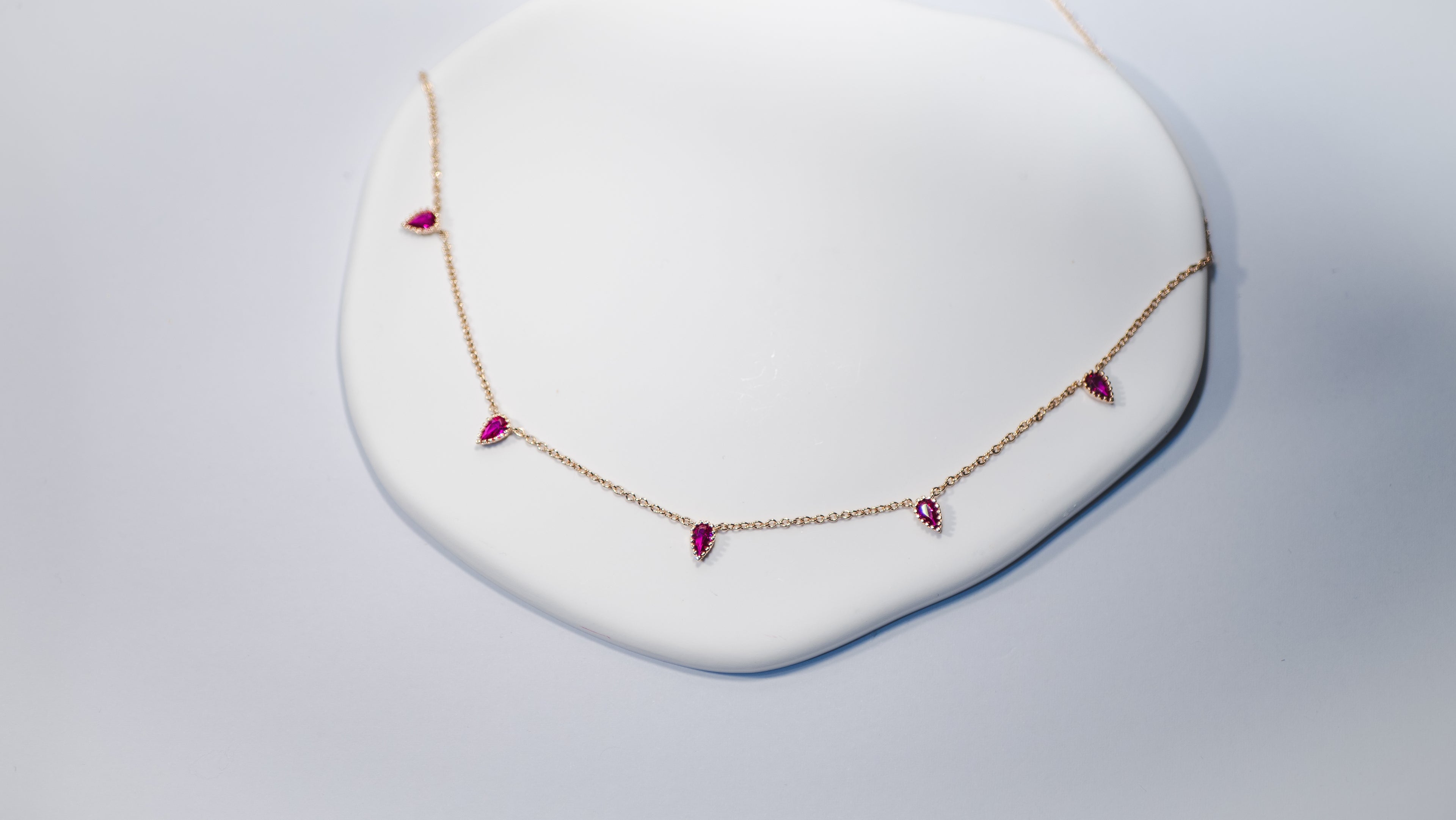 Pink Zirconia Drop Necklace