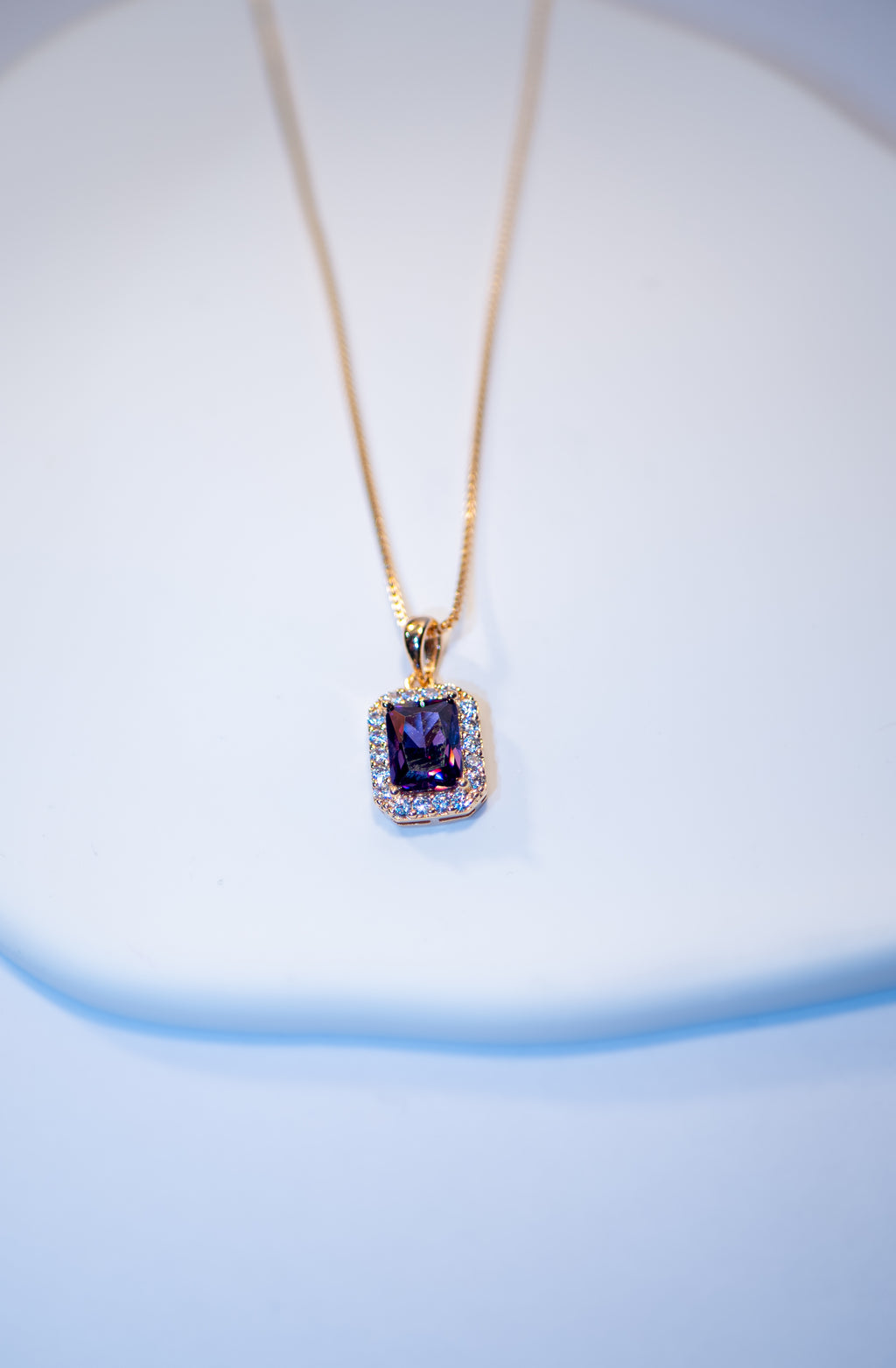 Gemstone Halo Pendant Necklace