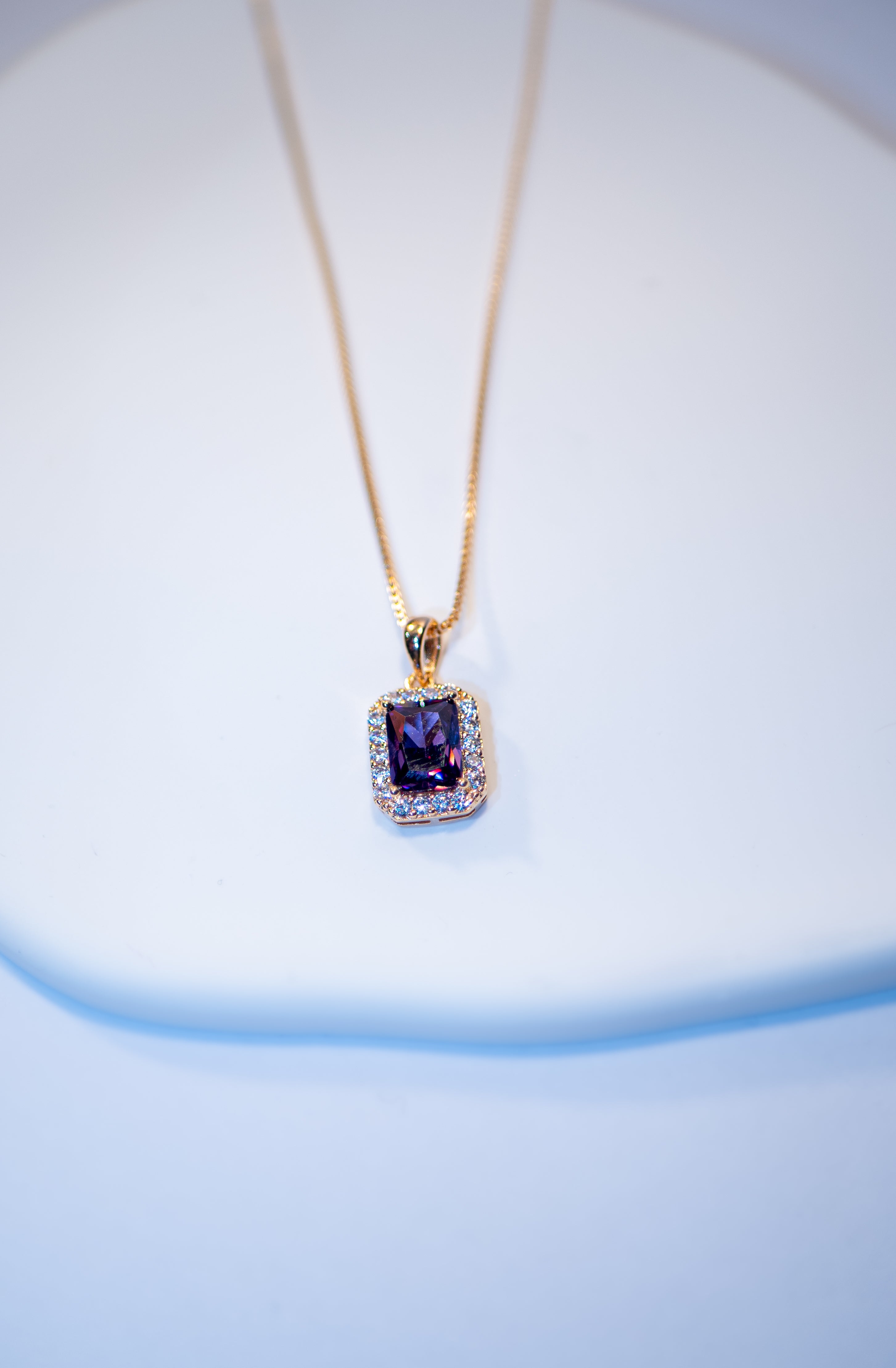 Gemstone Halo Pendant Necklace