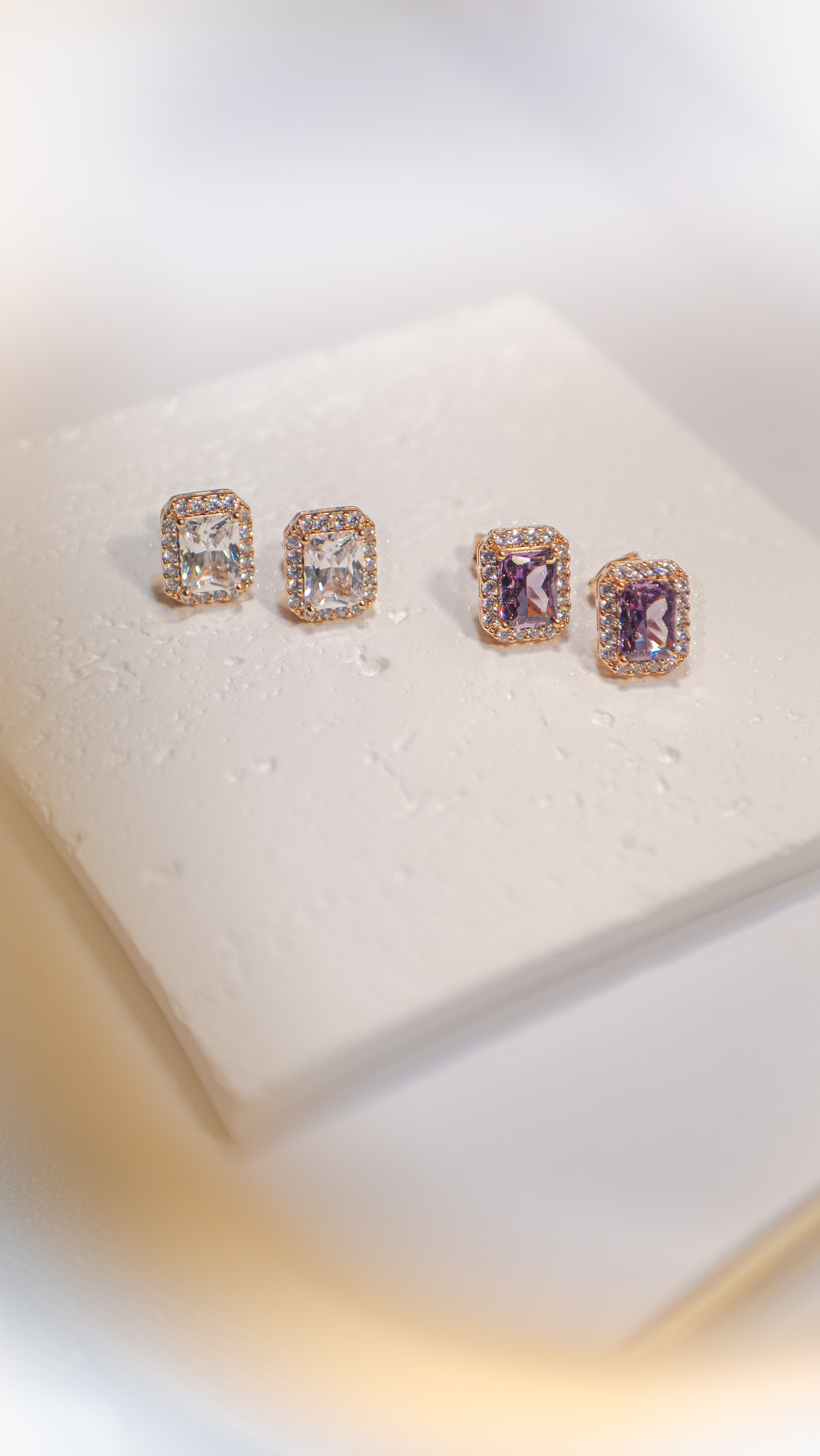 Gemstone Halo Stud Earrings