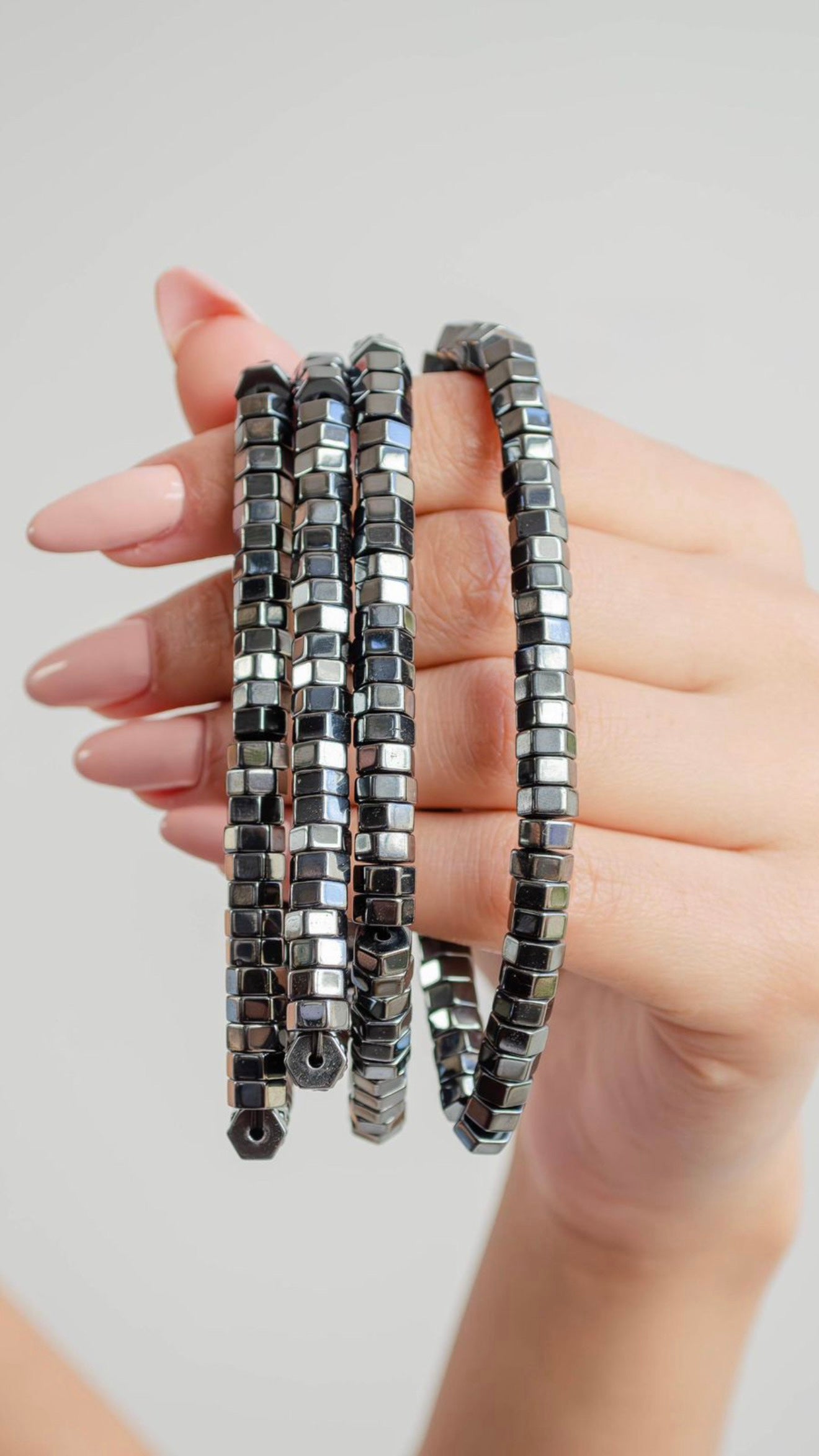 Hematite Steel Cube Bracelet