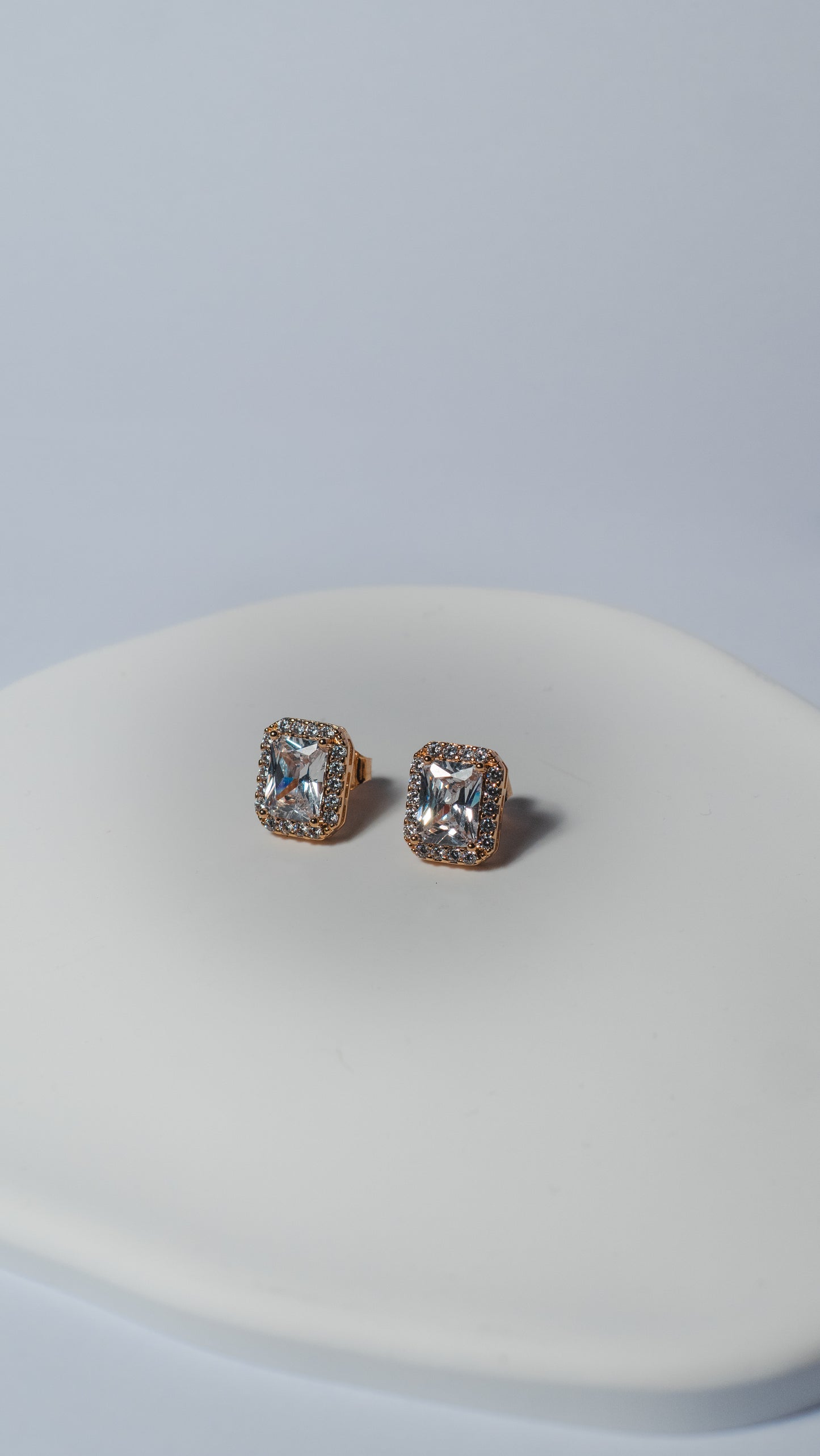 Gemstone Halo Stud Earrings