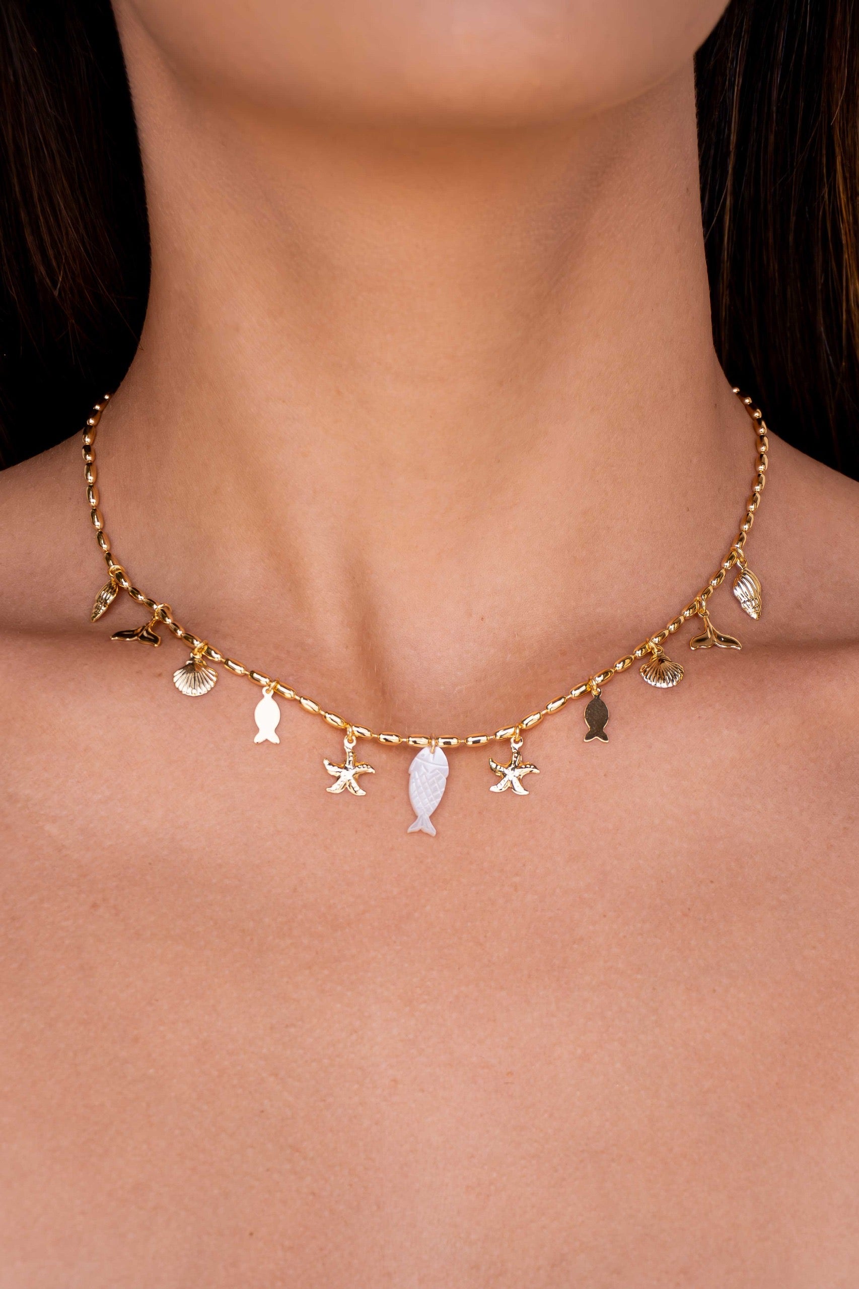 Ocean Charms Gold Necklace