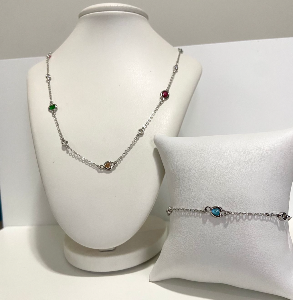 Iridescent Gem Necklace & Bracelet Set