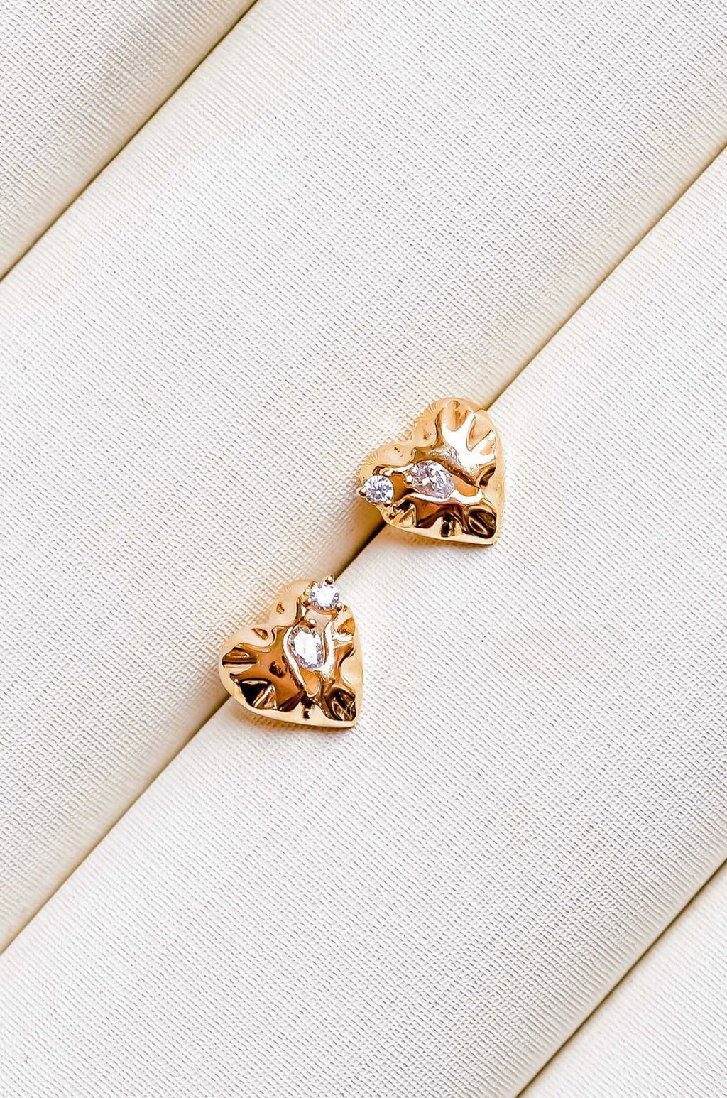 Mini Love Heart Earrings with Zirconias