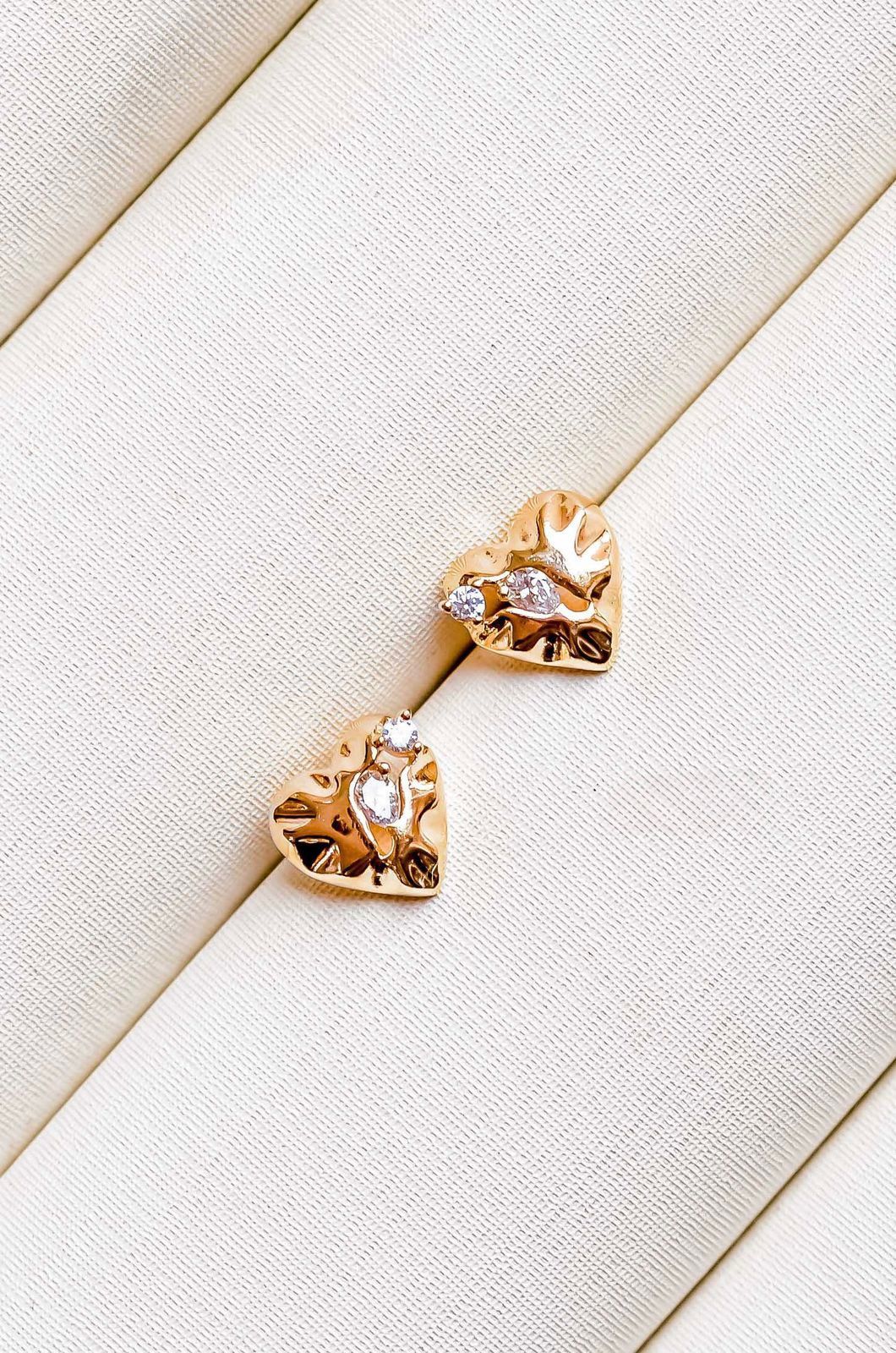 Mini Love Heart Earrings with Zirconias