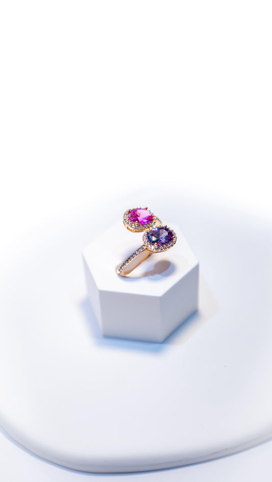 Adjustable Dual Gemstone Ring