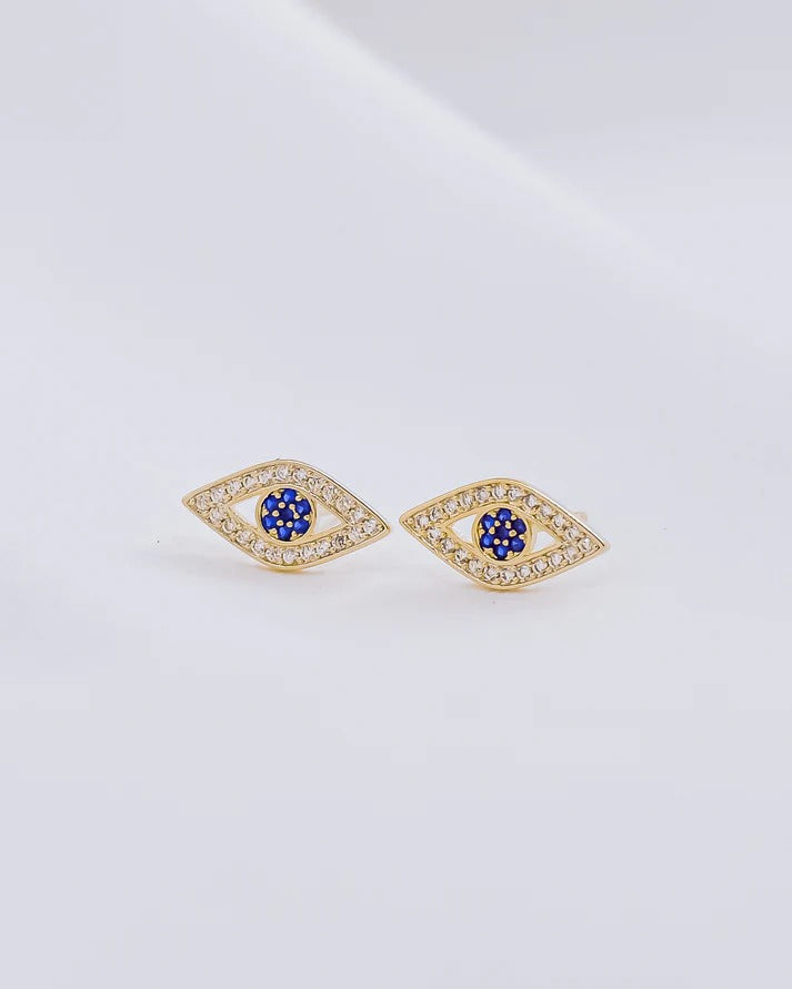Zirconia Evil Eye Stud Earrings