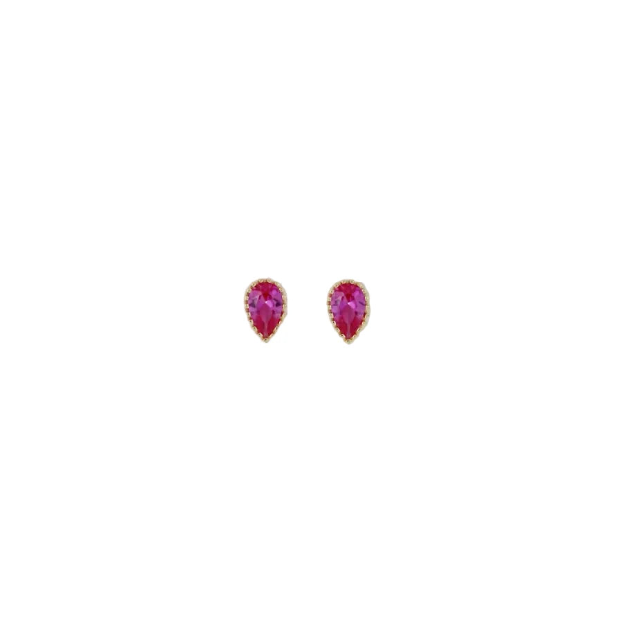 Pink Teardrop Studs