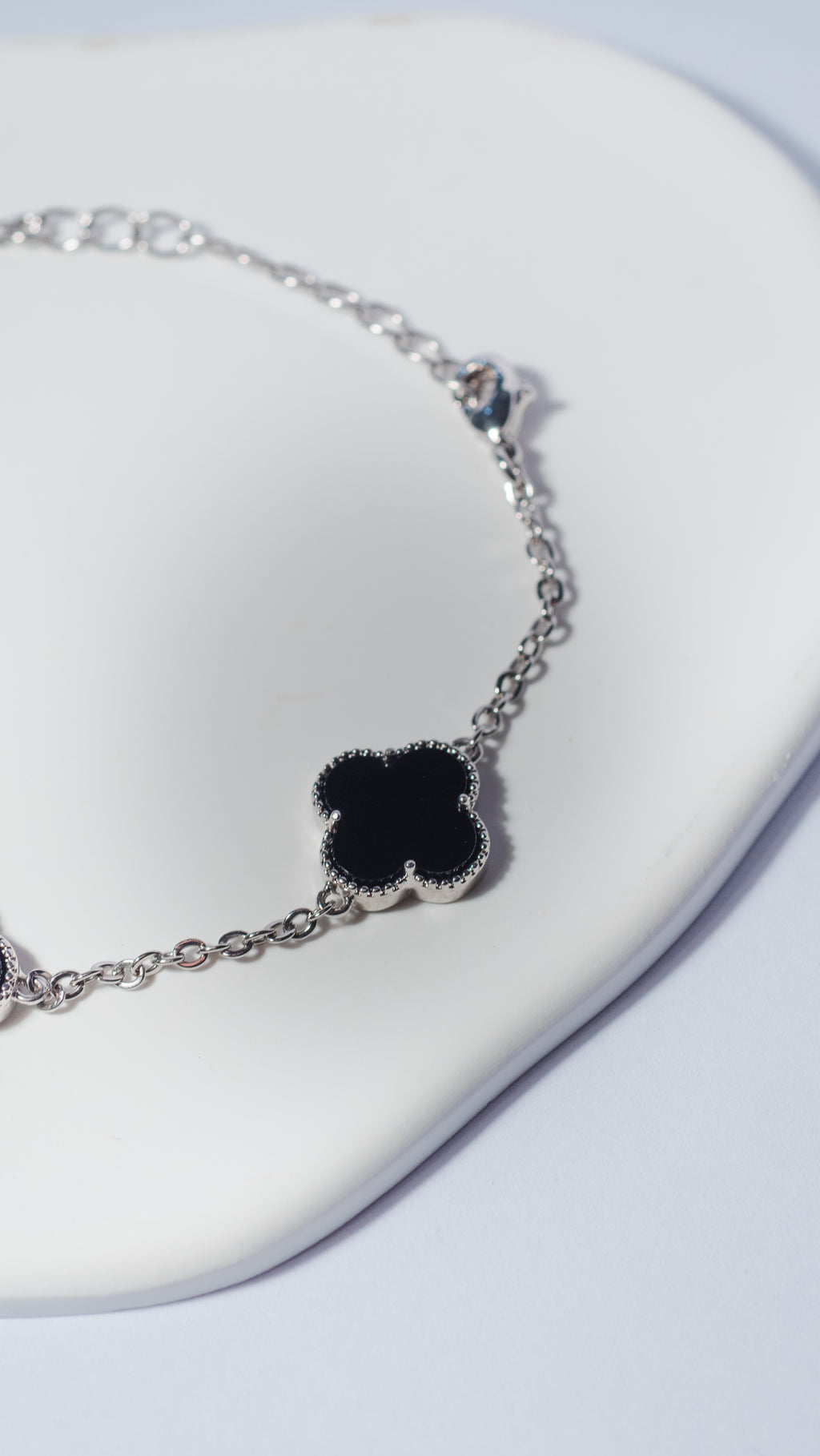 Midnight Clover Bracelet • White Rhodium Plated