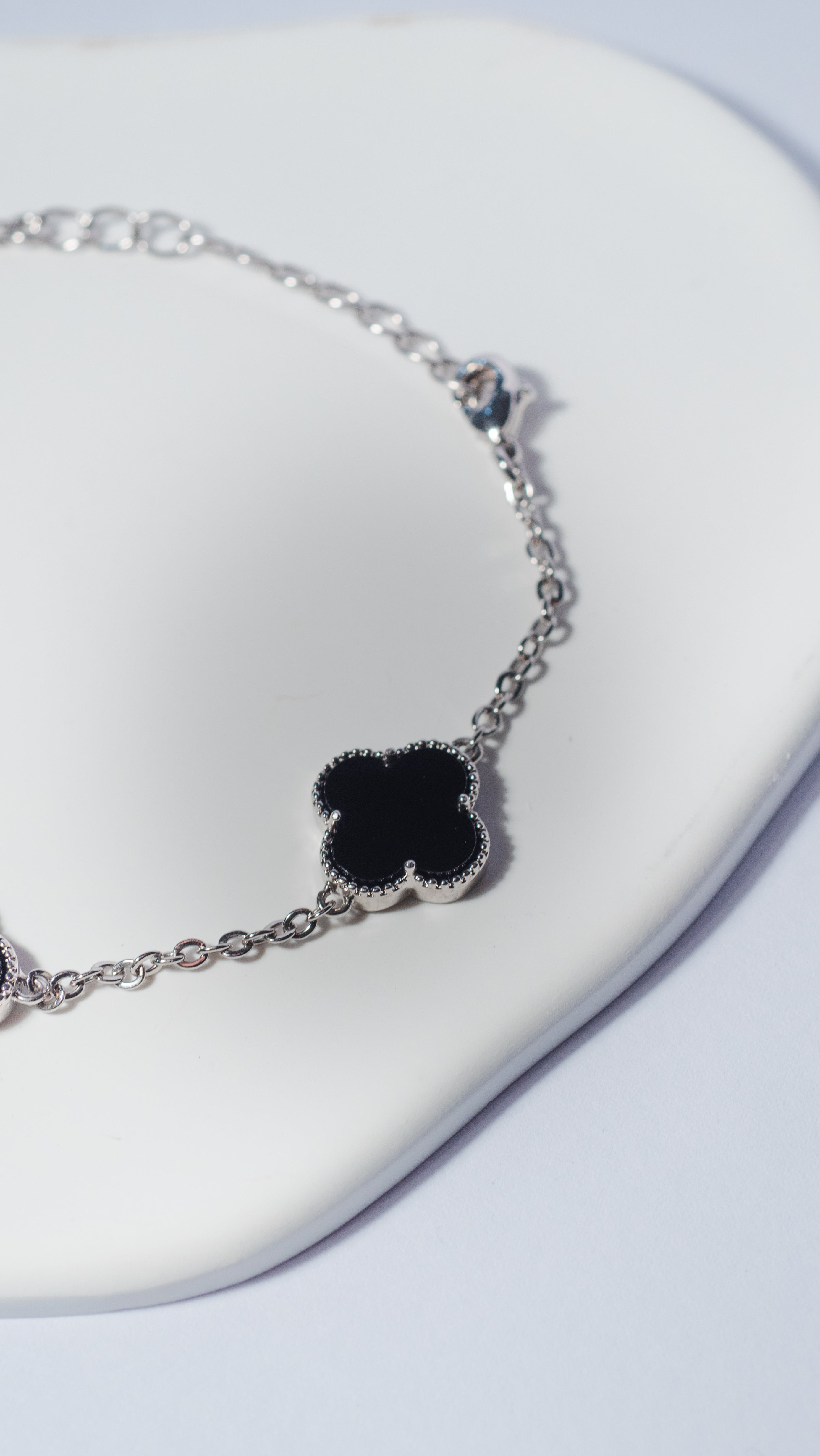 Midnight Clover Bracelet • White Rhodium Plated