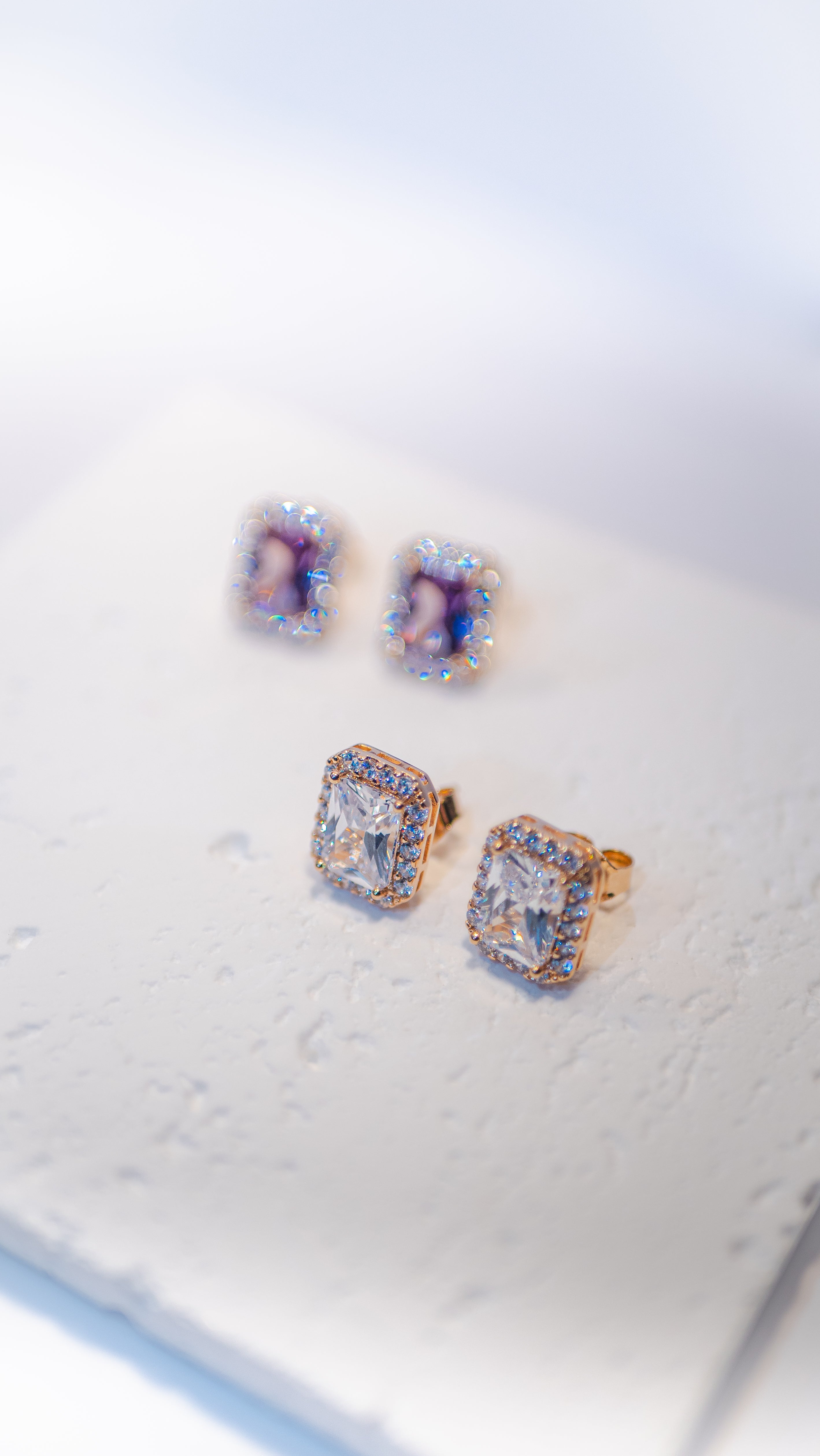 Gemstone Halo Stud Earrings