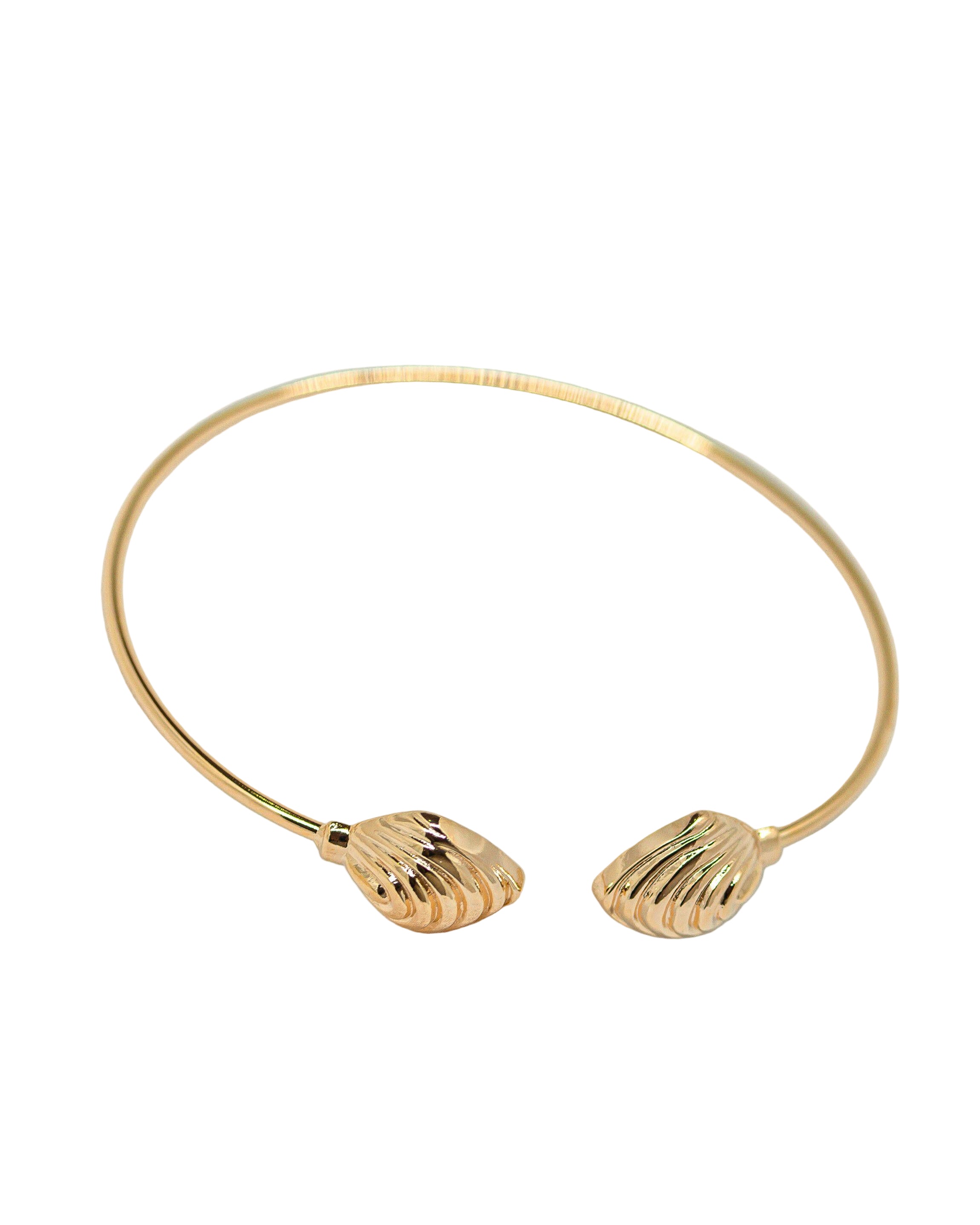 Sculpted Shell Open Bangle Bracelet