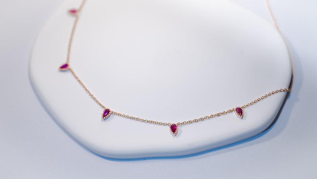 Pink Zirconia Drop Necklace