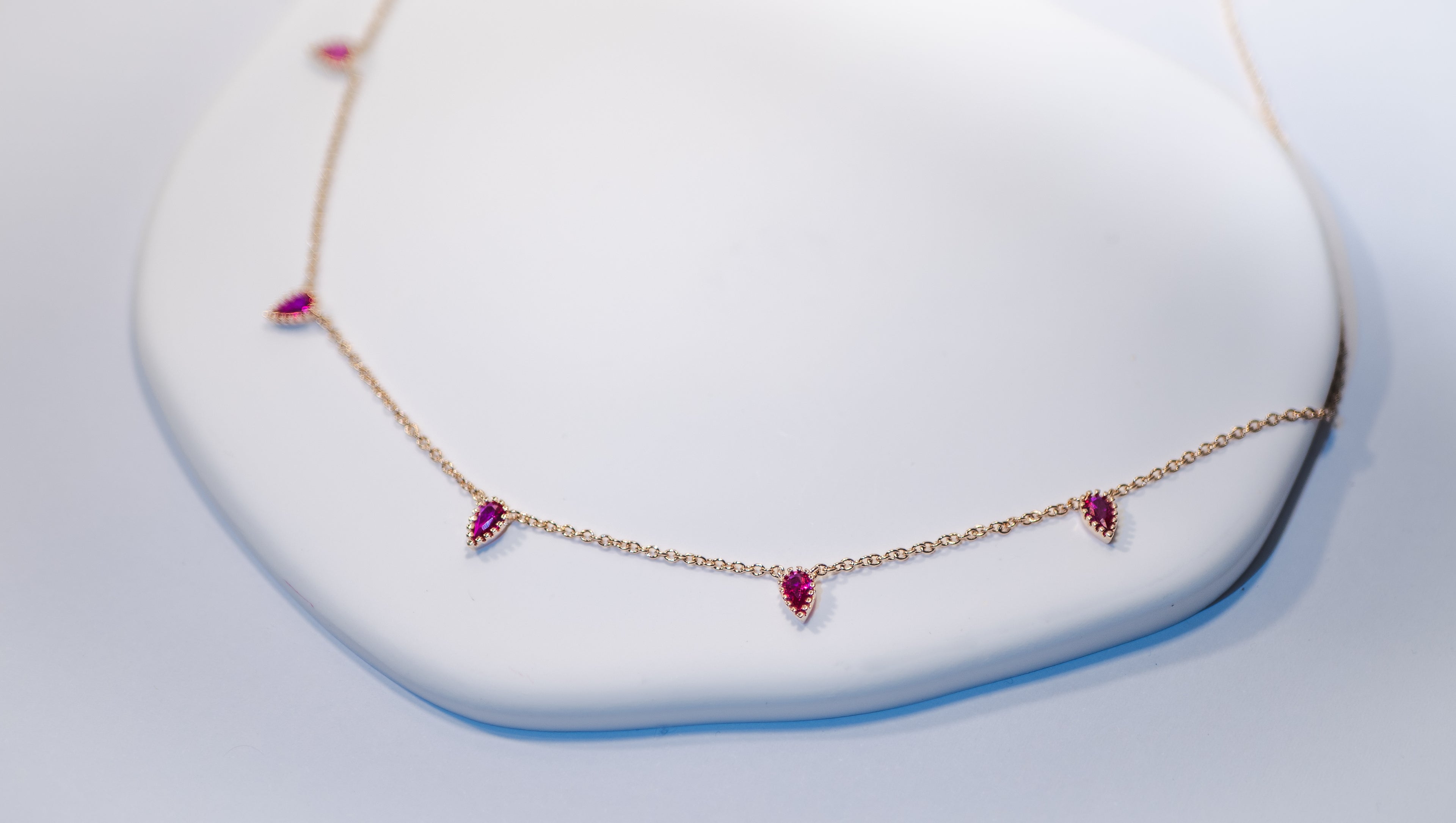 Pink Zirconia Drop Necklace