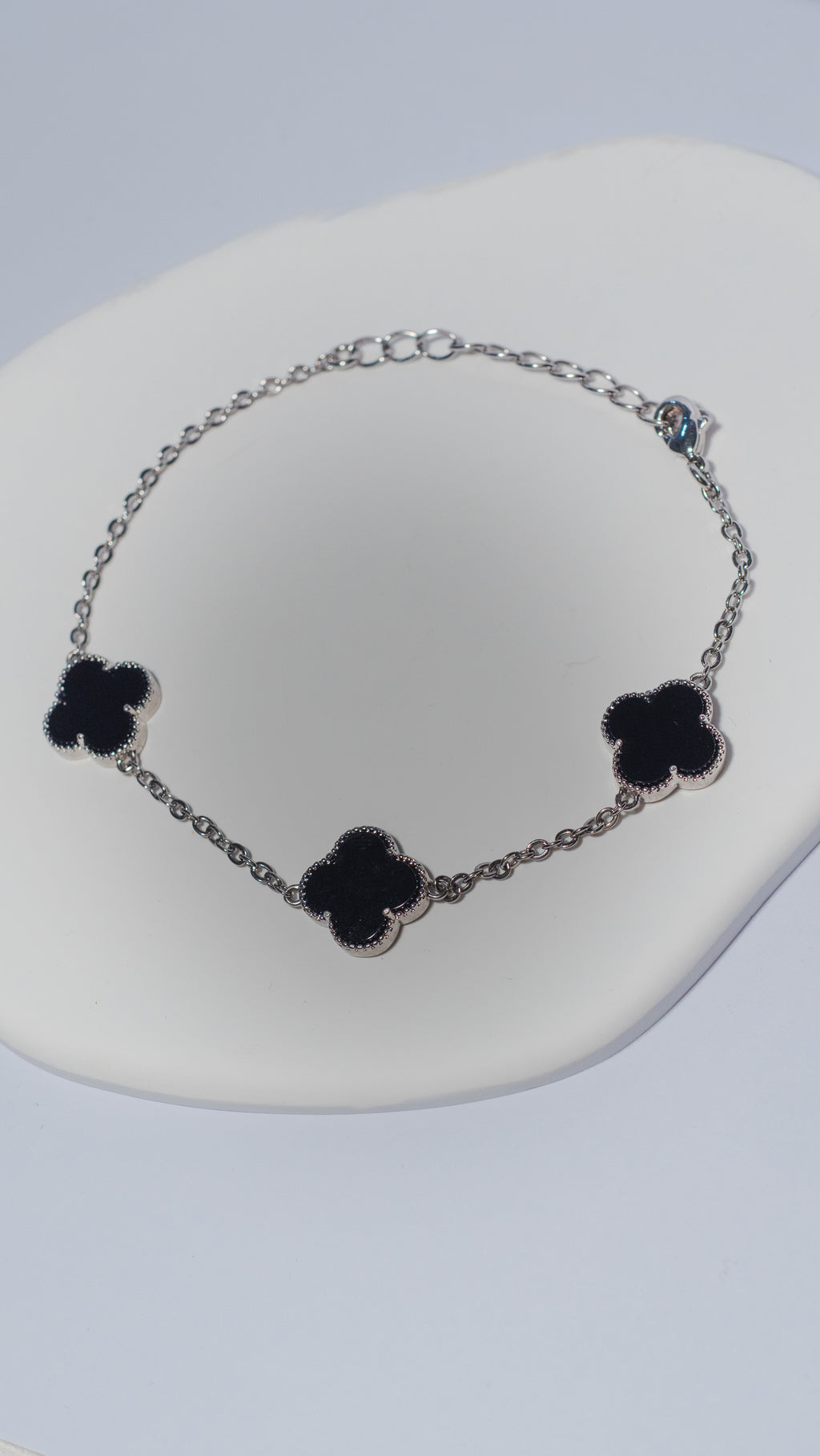 Midnight Clover Bracelet • White Rhodium Plated