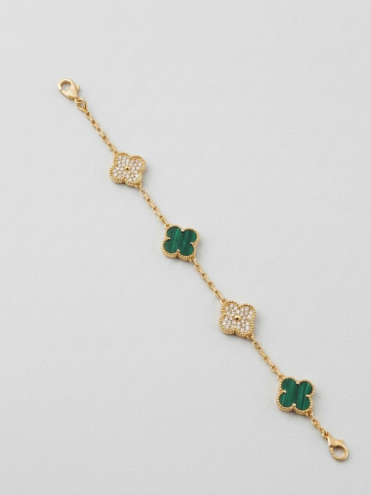 Malachite clover bracelet