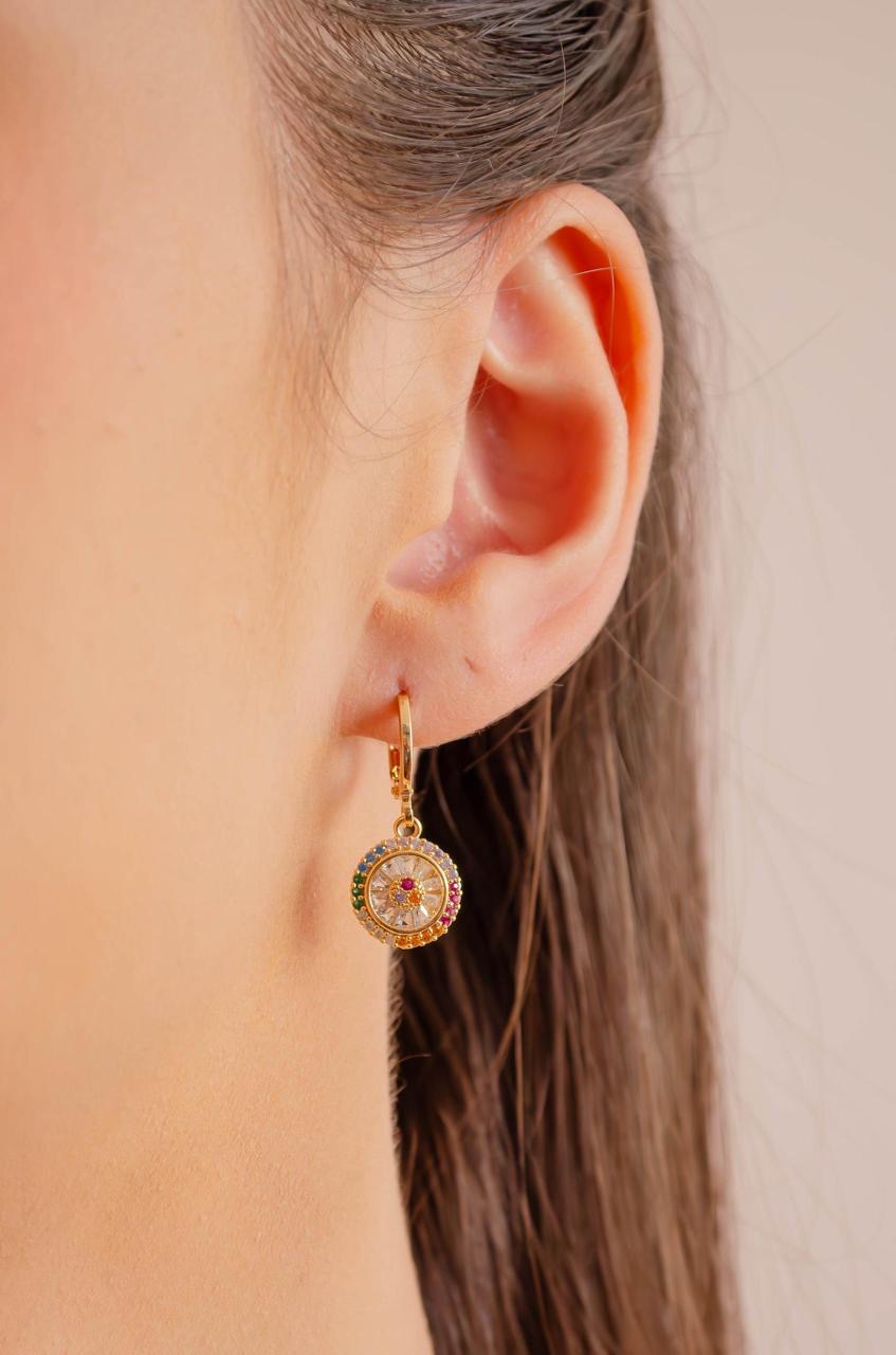 Colourful Pave Hoop Earrings