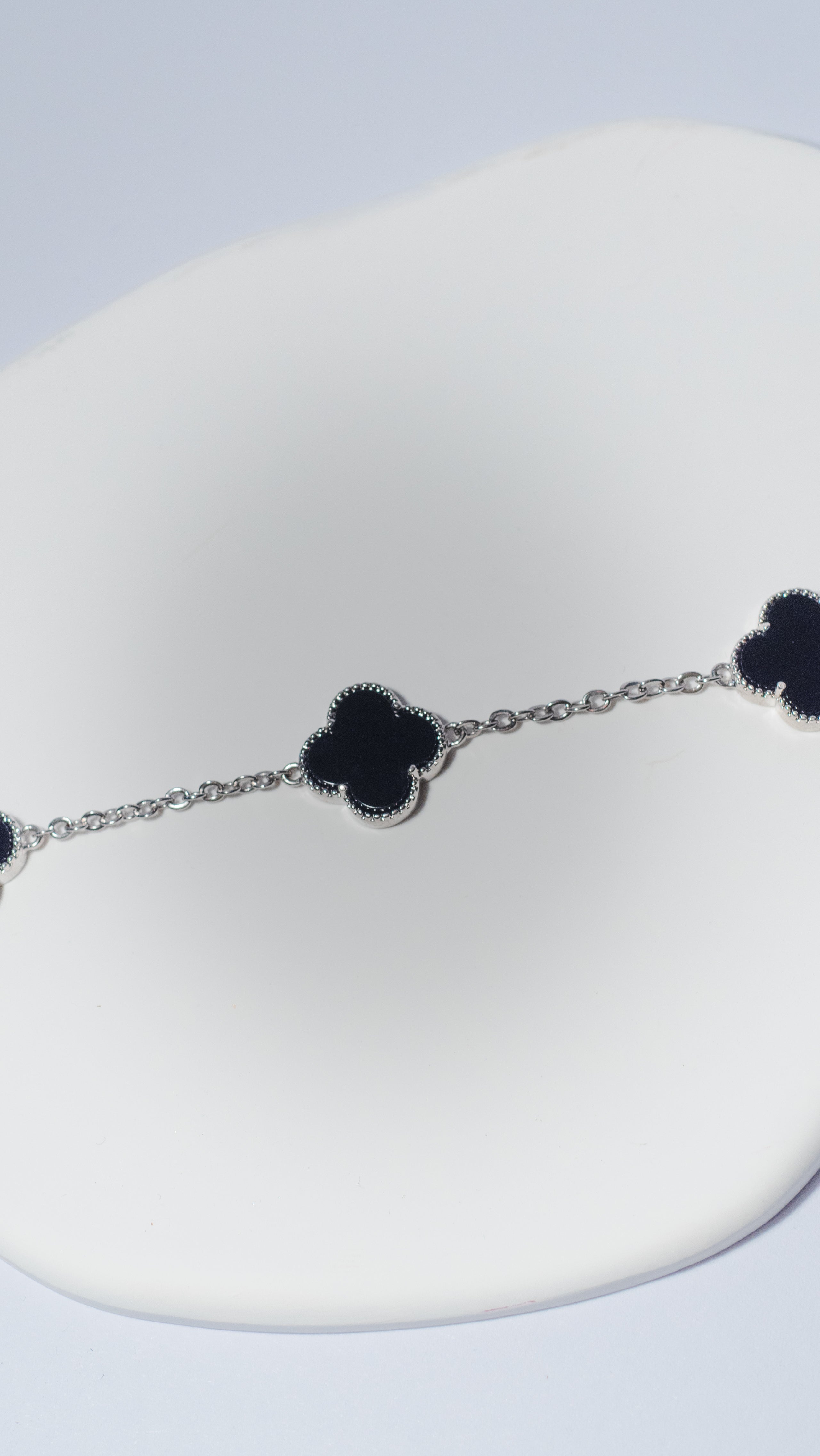 Midnight Clover Bracelet • White Rhodium Plated