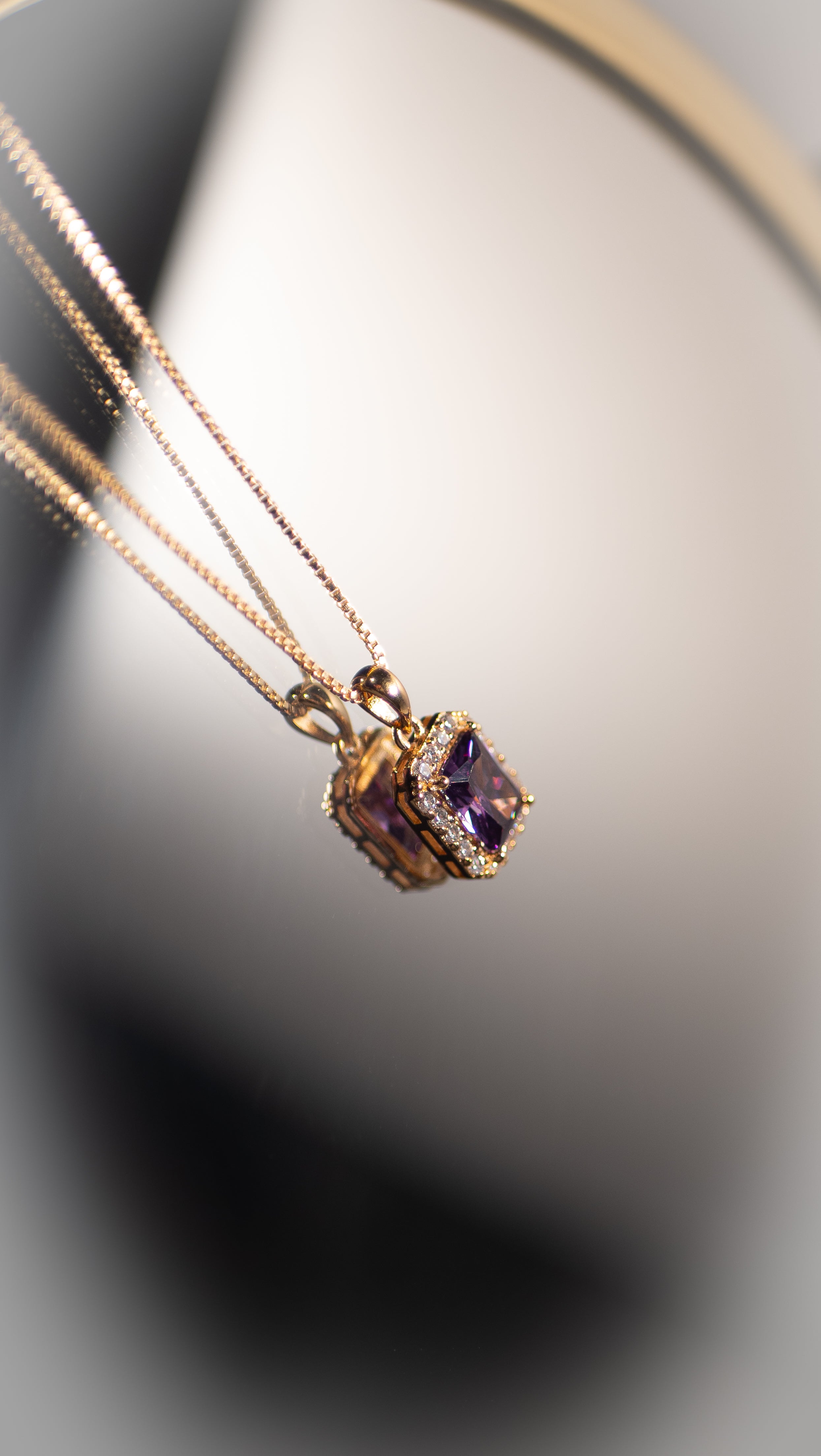 Gemstone Halo Pendant Necklace