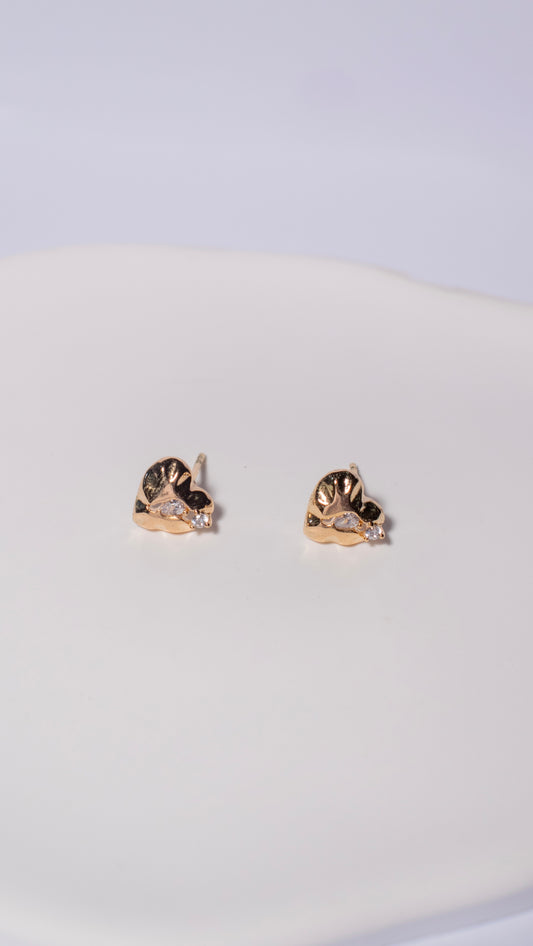 Mini Love Heart Earrings with Zirconias