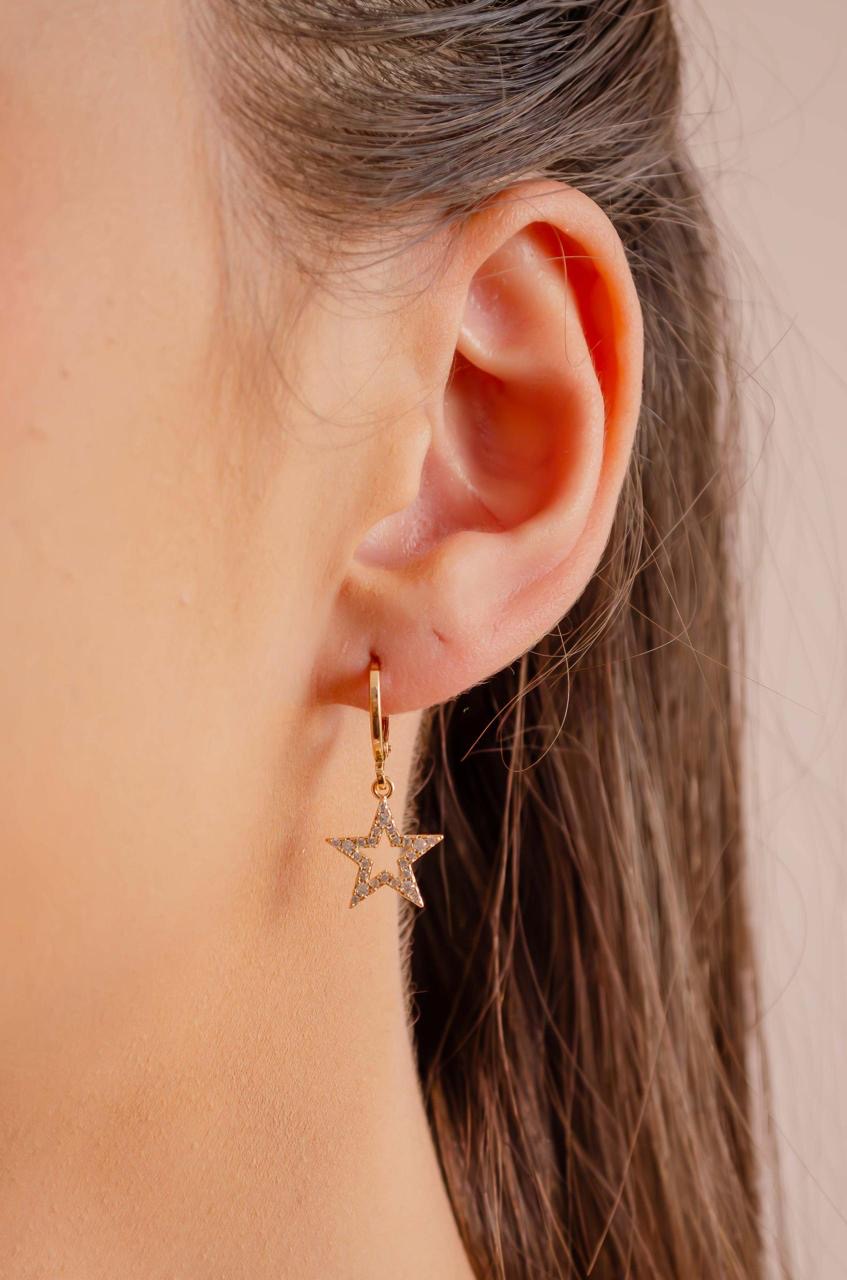 Star Hoop Earrings with Zirconias
