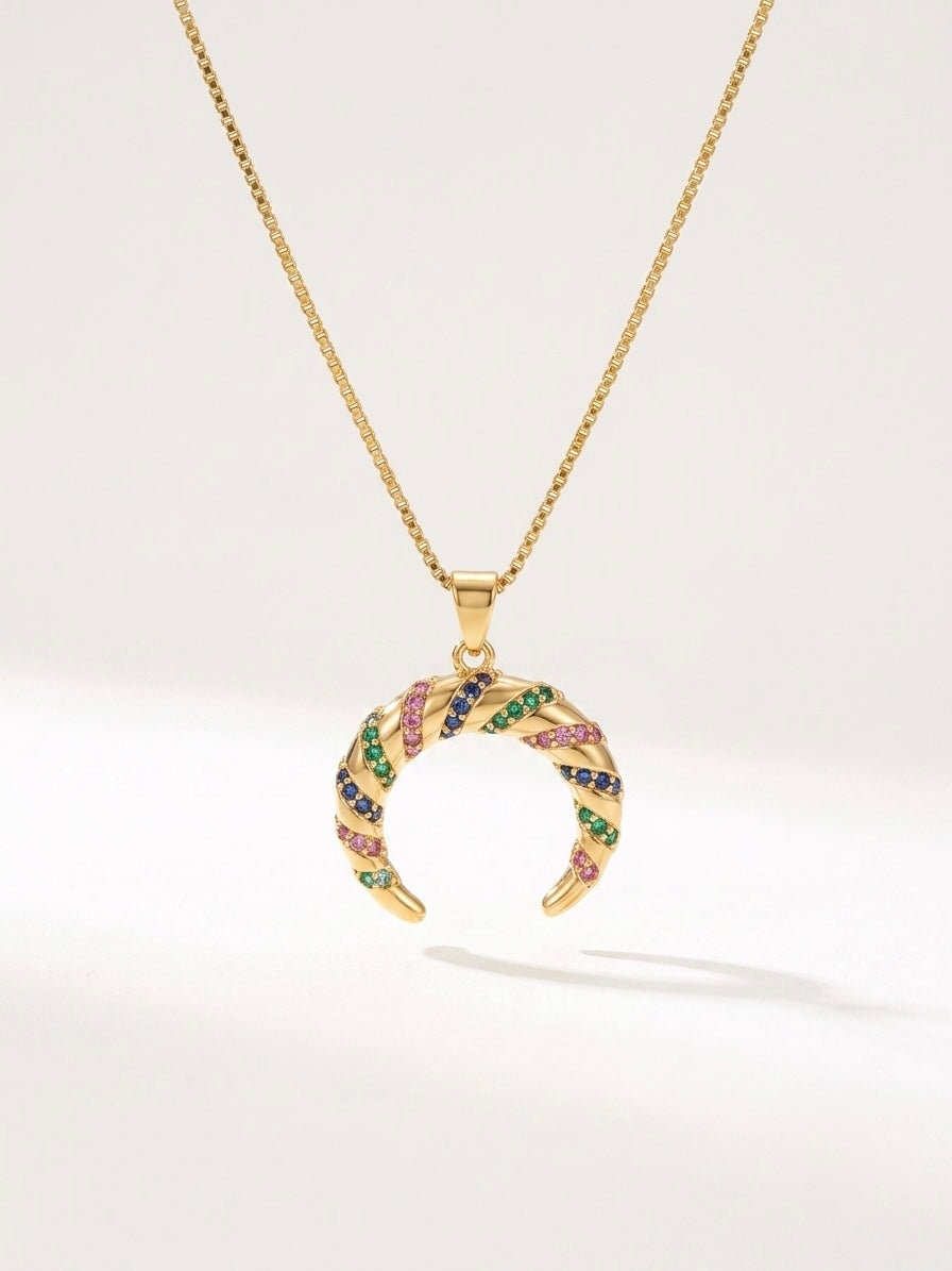 Multicolor Crescent Necklace