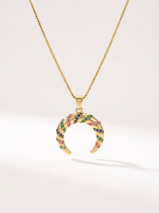 Multicolor Crescent Necklace