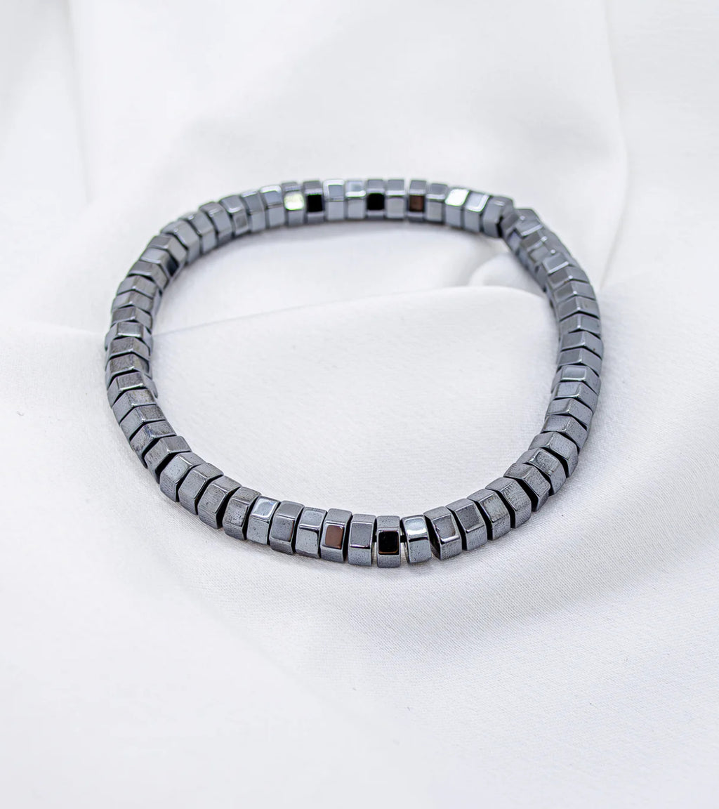 Hematite Steel Cube Bracelet