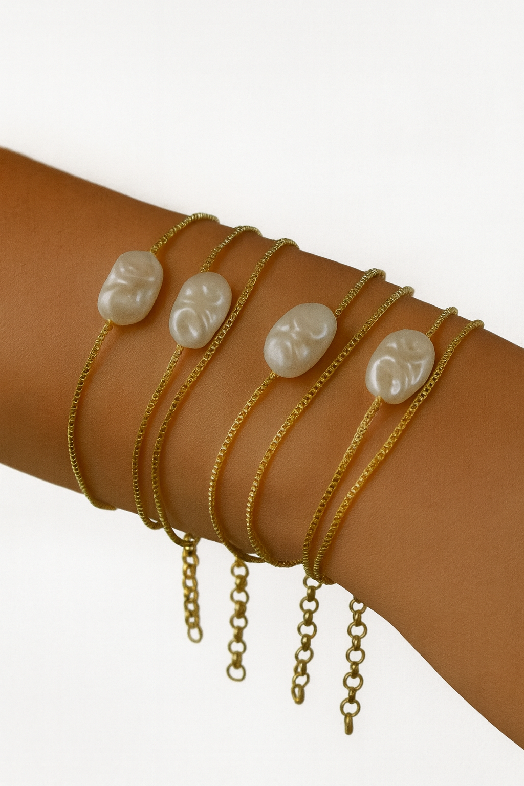 Double Chain Baroque Pearl Bracelet