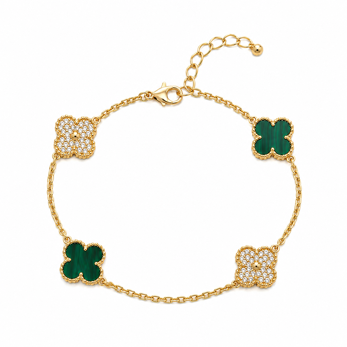 Malachite clover bracelet