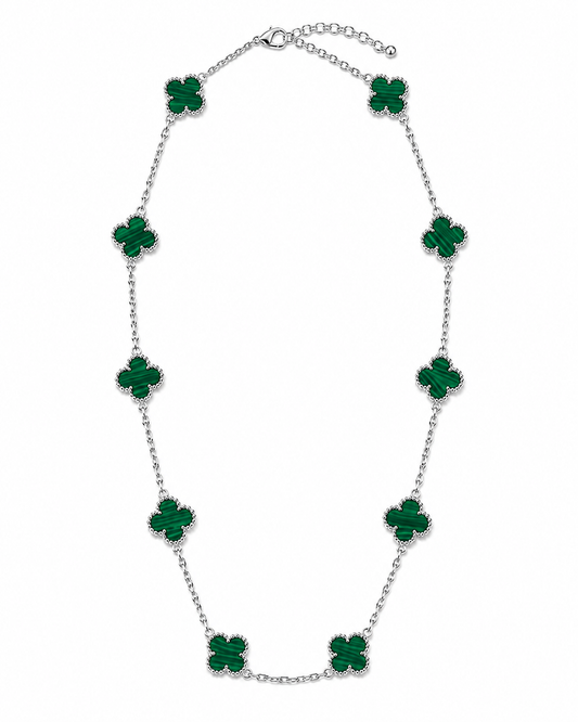 Long Malachite Clover Necklace