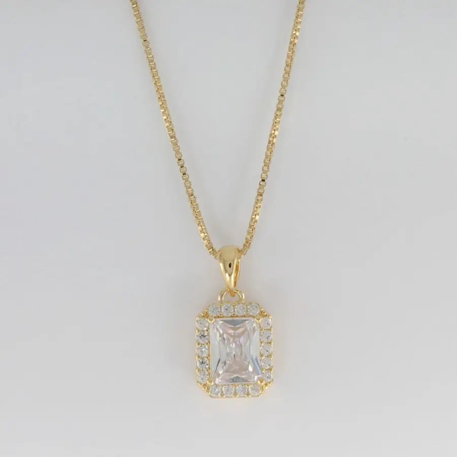 Gemstone Halo Pendant Necklace